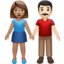 woman and man holding hands: medium skin tone, light skin tone on Apple
