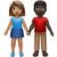 woman and man holding hands: medium skin tone, dark skin tone on Apple