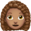 woman: medium skin tone, curly hair on Apple