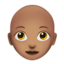woman: medium skin tone, bald on Apple