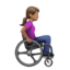 woman in manual wheelchair facing right: medium skin tone on Apple