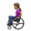 woman in manual wheelchair: medium skin tone on Apple