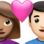 couple with heart: woman, man, medium skin tone, light skin tone on Apple