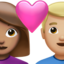 couple with heart: woman, man, medium skin tone, medium-light skin tone on Apple