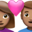 couple with heart: woman, man, medium skin tone on Apple