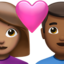 couple with heart: woman, man, medium skin tone, medium-dark skin tone on Apple