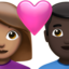 couple with heart: woman, man, medium skin tone, dark skin tone on Apple