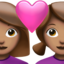couple with heart: woman, woman, medium skin tone on Apple