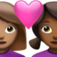 couple with heart: woman, woman, medium skin tone, medium-dark skin tone on Apple