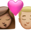 kiss: woman, man, medium skin tone, medium-light skin tone on Apple
