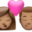 kiss: woman, man, medium skin tone on Apple