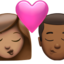 kiss: woman, man, medium skin tone, medium-dark skin tone on Apple