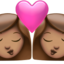 kiss: woman, woman, medium skin tone on Apple