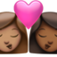 kiss: woman, woman, medium skin tone, medium-dark skin tone on Apple