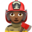 woman firefighter: medium-dark skin tone on Apple