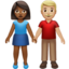 woman and man holding hands: medium-dark skin tone, medium-light skin tone on Apple