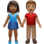 woman and man holding hands: medium-dark skin tone, medium skin tone on Apple