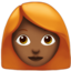 woman: medium-dark skin tone, red hair on Apple