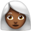 woman: medium-dark skin tone, white hair on Apple