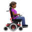 woman in motorized wheelchair facing right: medium-dark skin tone on Apple