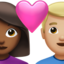 couple with heart: woman, man, medium-dark skin tone, medium-light skin tone on Apple