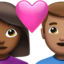 couple with heart: woman, man, medium-dark skin tone, medium skin tone on Apple
