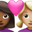 couple with heart: woman, woman, medium-dark skin tone, medium-light skin tone on Apple