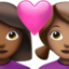 couple with heart: woman, woman, medium-dark skin tone, medium skin tone on Apple