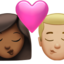 kiss: woman, man, medium-dark skin tone, medium-light skin tone on Apple