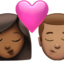 kiss: woman, man, medium-dark skin tone, medium skin tone on Apple