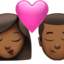 kiss: woman, man, medium-dark skin tone on Apple