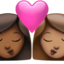kiss: woman, woman, medium-dark skin tone, medium skin tone on Apple