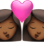 kiss: woman, woman, medium-dark skin tone on Apple