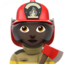 woman firefighter: dark skin tone on Apple