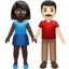 woman and man holding hands: dark skin tone, light skin tone on Apple
