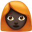 woman: dark skin tone, red hair on Apple
