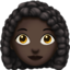 woman: dark skin tone, curly hair on Apple