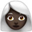 woman: dark skin tone, white hair on Apple