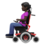 woman in motorized wheelchair: dark skin tone on Apple