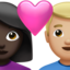 couple with heart: woman, man, dark skin tone, medium-light skin tone on Apple