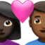 couple with heart: woman, man, dark skin tone, medium-dark skin tone on Apple