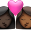 kiss: woman, woman, dark skin tone, medium-dark skin tone on Apple