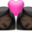 kiss: woman, woman, dark skin tone on Apple