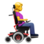 woman in motorized wheelchair facing right on Apple