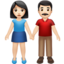 woman and man holding hands: light skin tone on Apple
