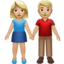 woman and man holding hands: medium-light skin tone on Apple