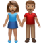 woman and man holding hands: medium skin tone on Apple