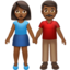 woman and man holding hands: medium-dark skin tone on Apple