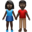 woman and man holding hands: dark skin tone on Apple
