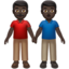 men holding hands: dark skin tone on Apple